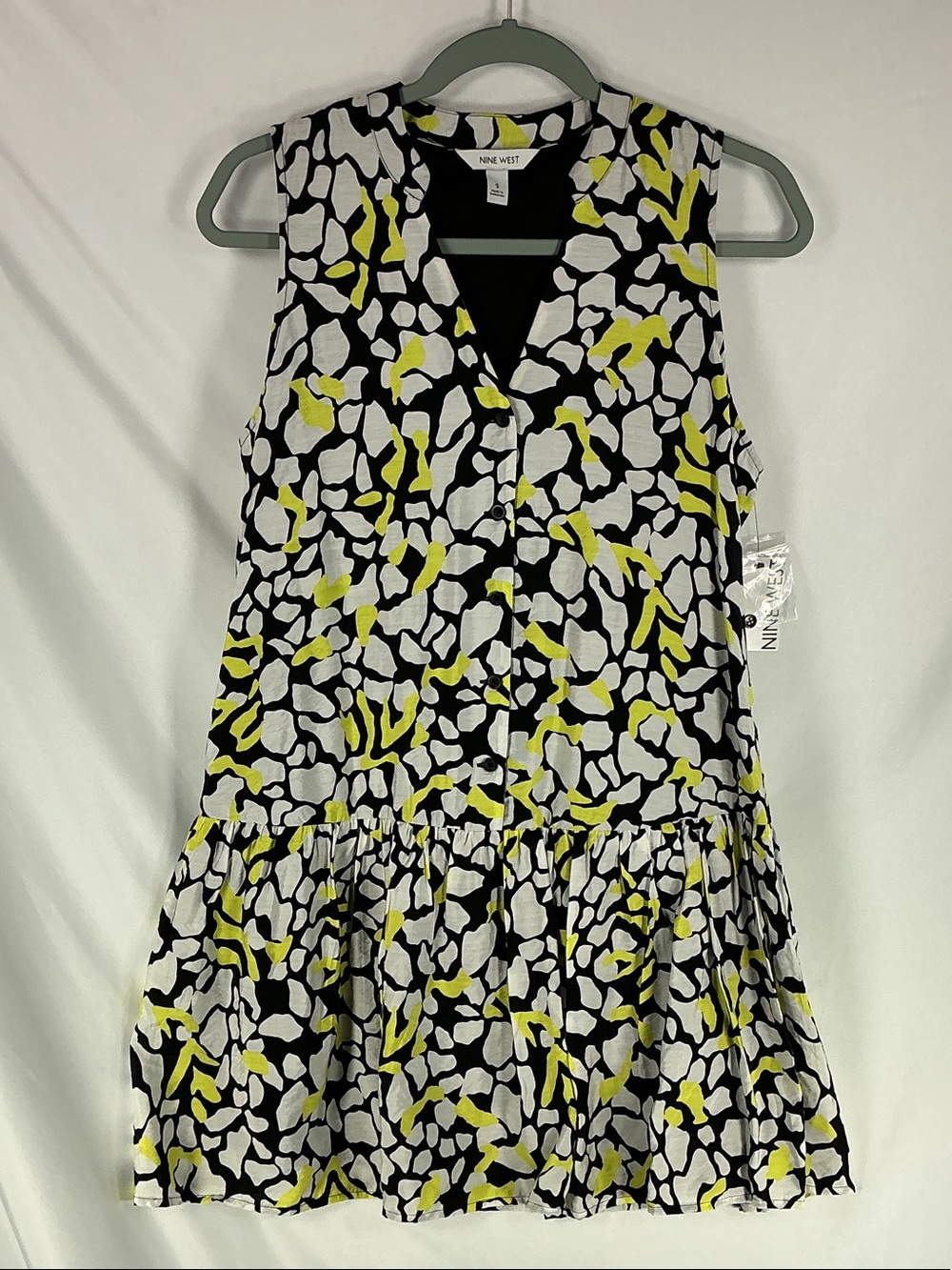 Nine West Dress NWT White Yellow Knee high Small